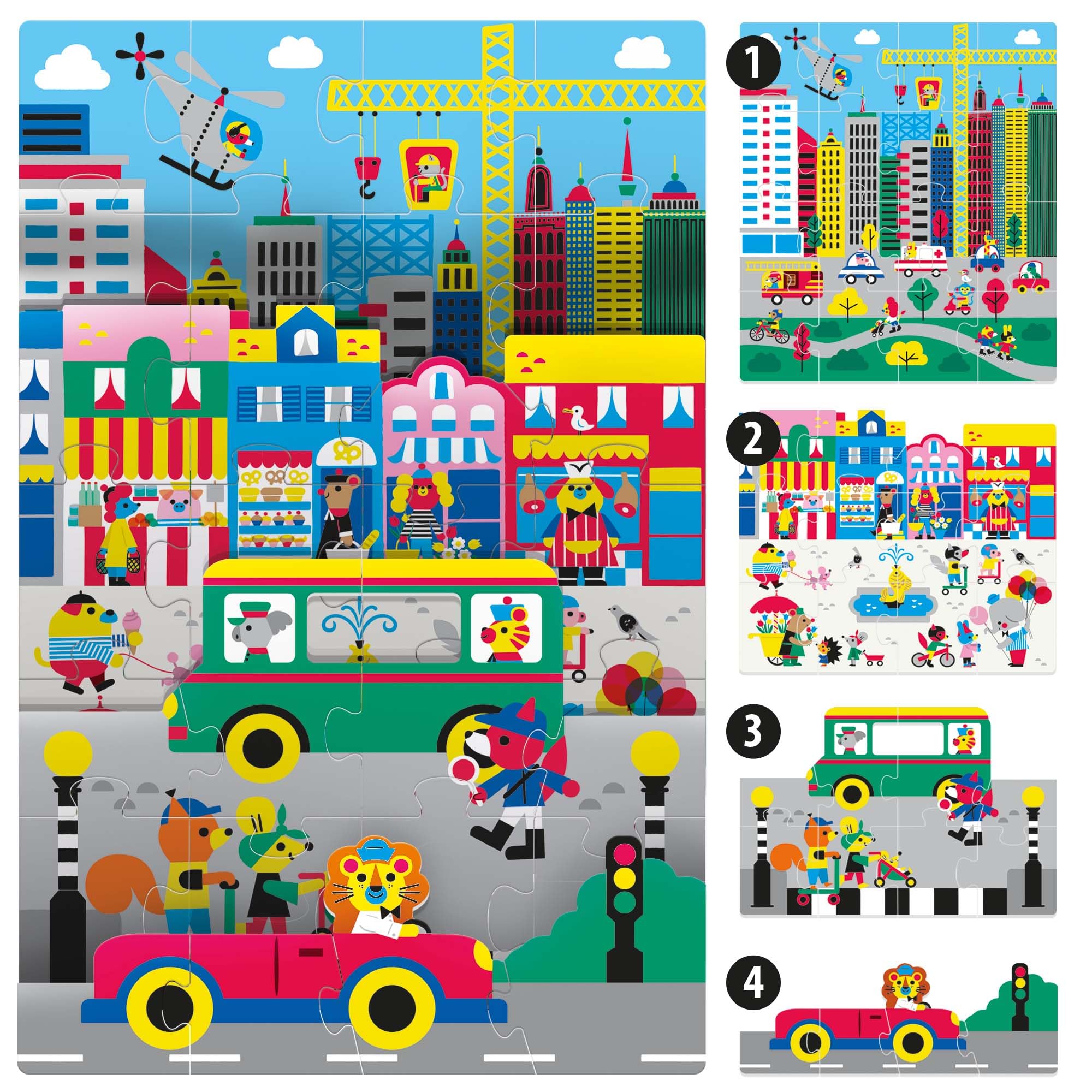 Headu Playrama The City MU55331 puzzle bambini 3-8 anni