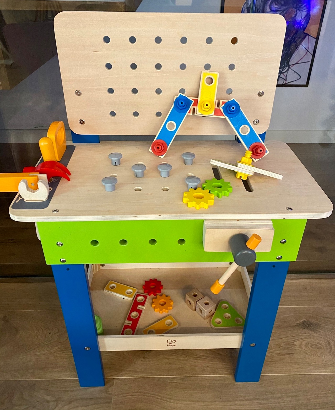 Hape Banco Lavoro legno attrezzi 35 pezzi 3 anni
