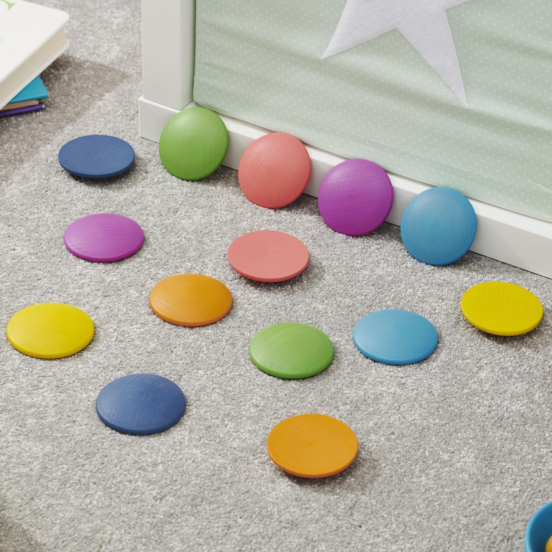 Tickit Rainbow Wooden dischi legno 14 pezzi colori arcobaleno