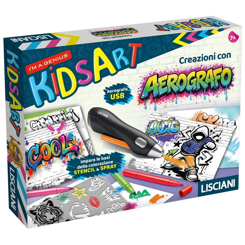 Lisciani I'm a Genius Creazioni con Aerografo USB set stencil art
