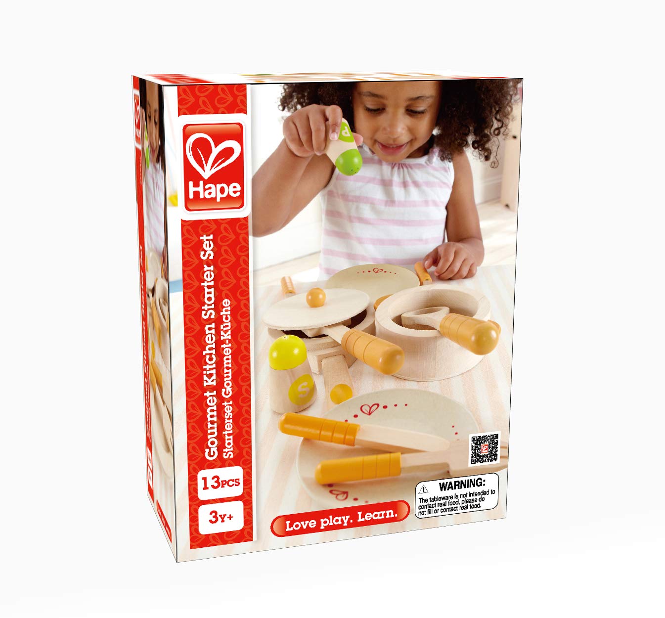 Hape E3103 set pentole e piatti legno cucina 15 pezzi