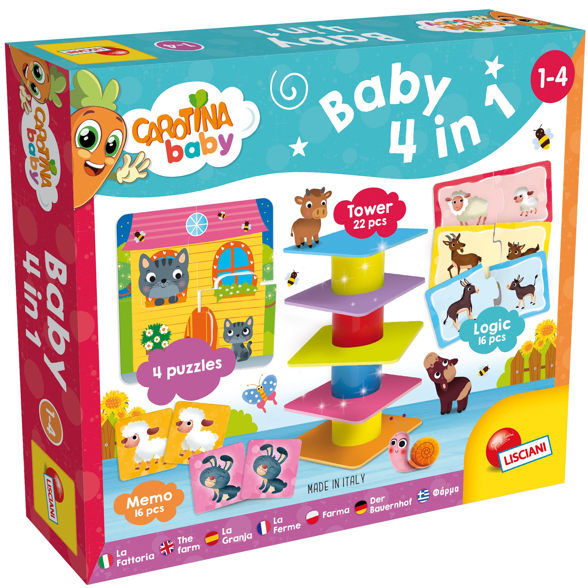 Lisciani Carotina Baby 4 in 1 gioco educativo primi giochi