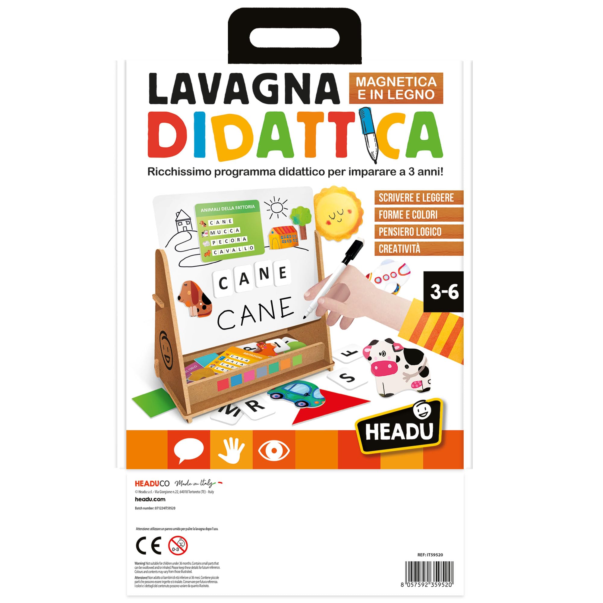Headu Lavagna Didattica Magnetica gioco Montessori legno 3-6 anni