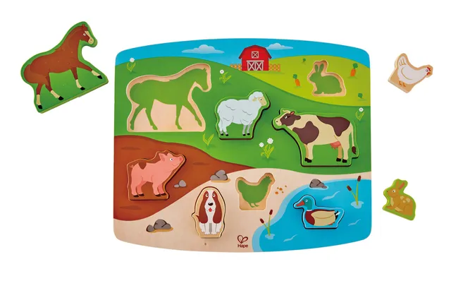 Hape E1454 Puzzle in Legno Animali Fattoria a Incastro