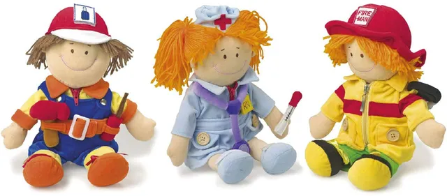 smallfoot Lavoratori set 3 bambole stoffa 32 cm