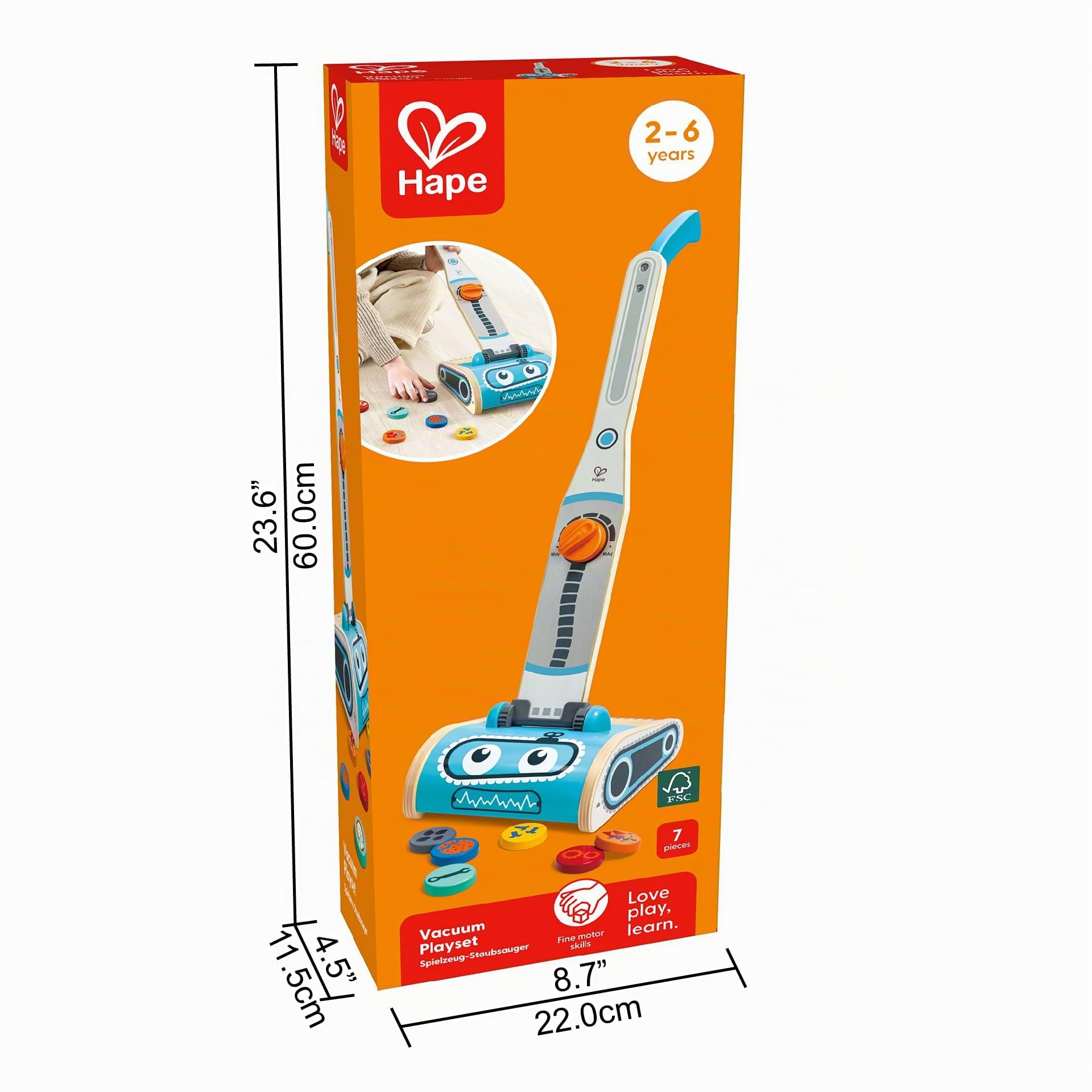 Hape aspirapolvere giocattolo bambini robot con rifiuti