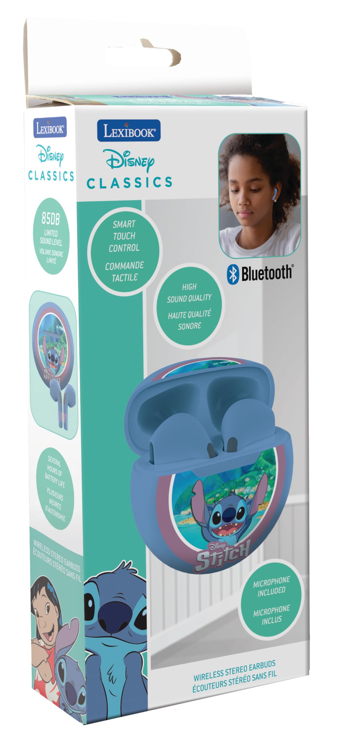 Lexibook Disney Stitch HPBT05D Auricolari Wireless Blu 85dB
