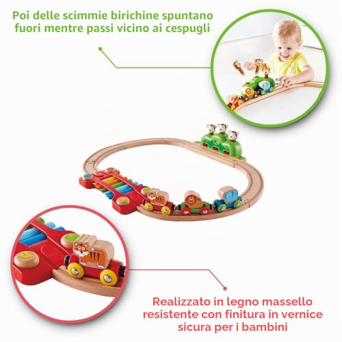 Hape percorso musica scimmiette trenino legno giungla