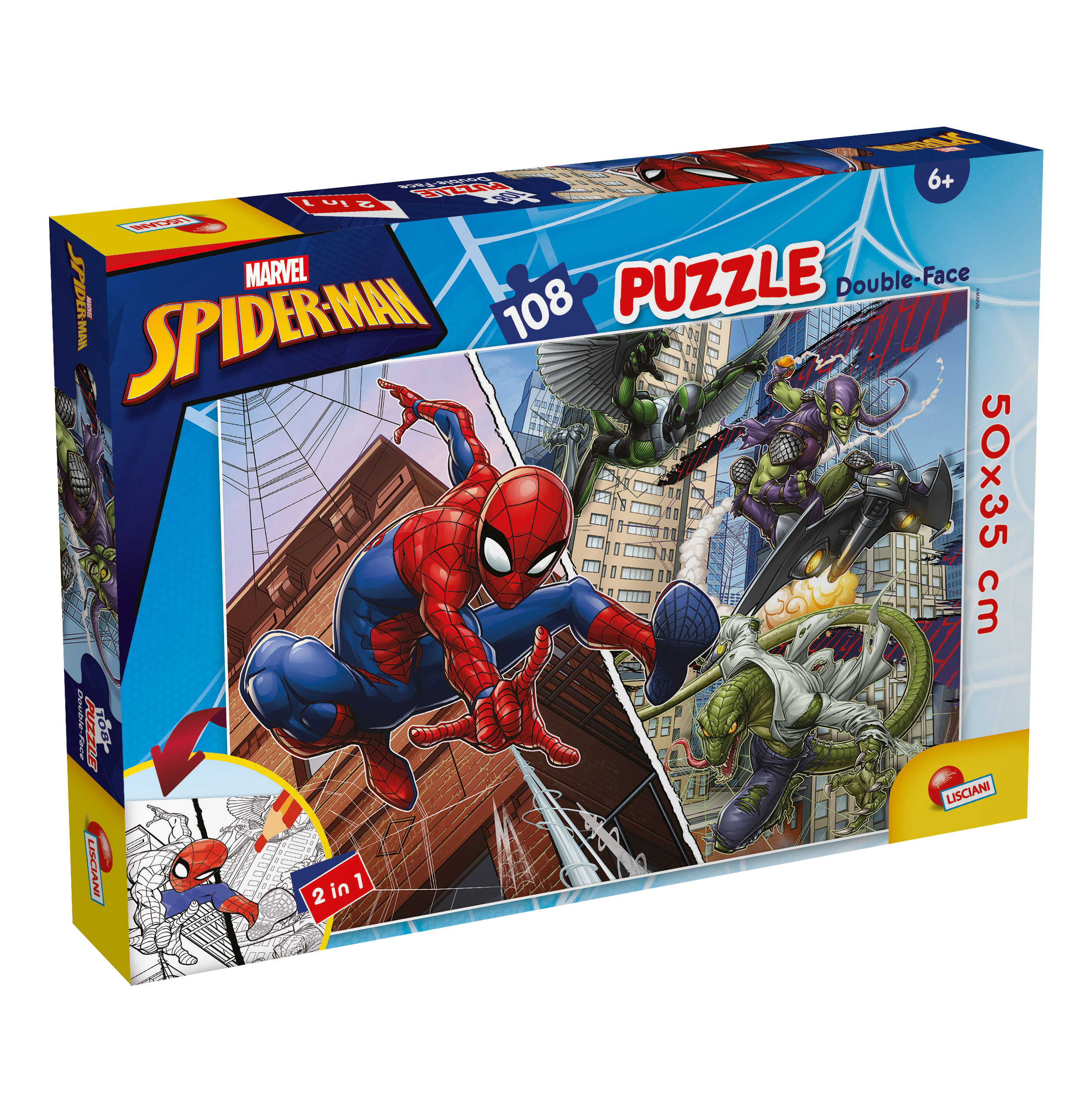 Lisciani Marvel Puzzle DF Plus 108 Spider-Man da colorare