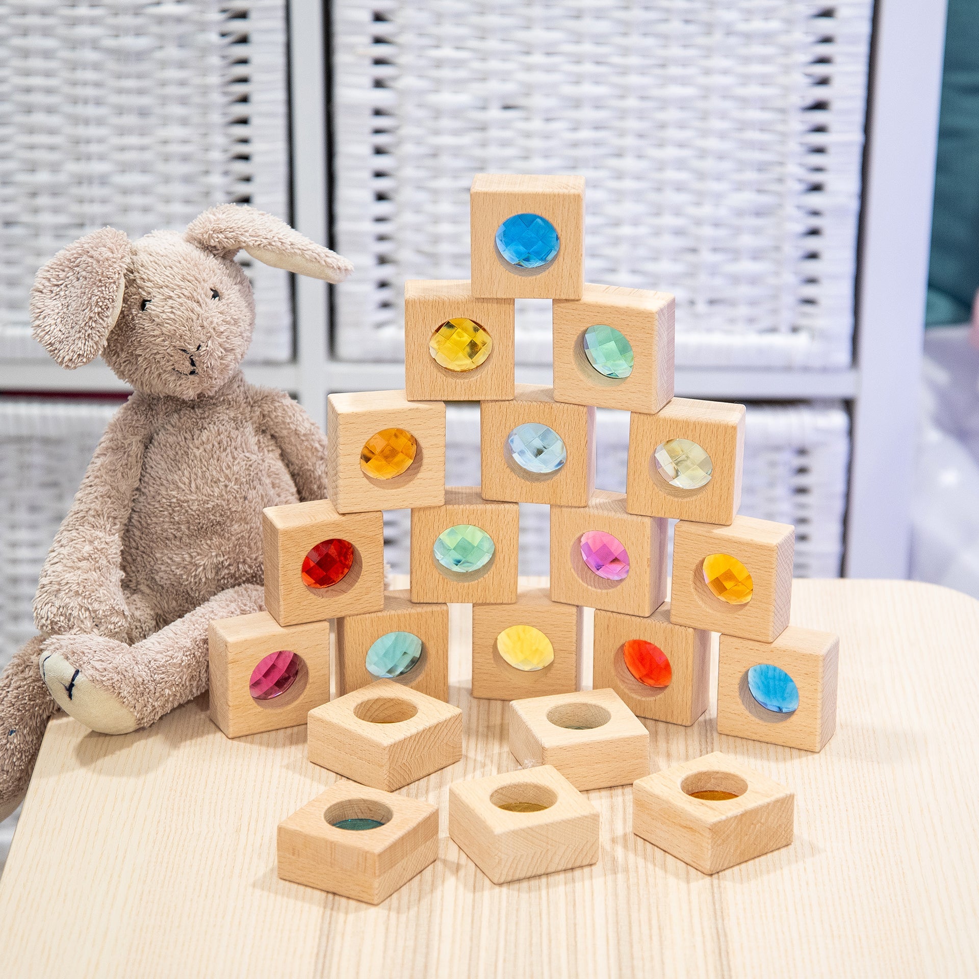 Tickit Wooden Kaleidoscope Blocks cubetti legno 20 pezzi sensoriali