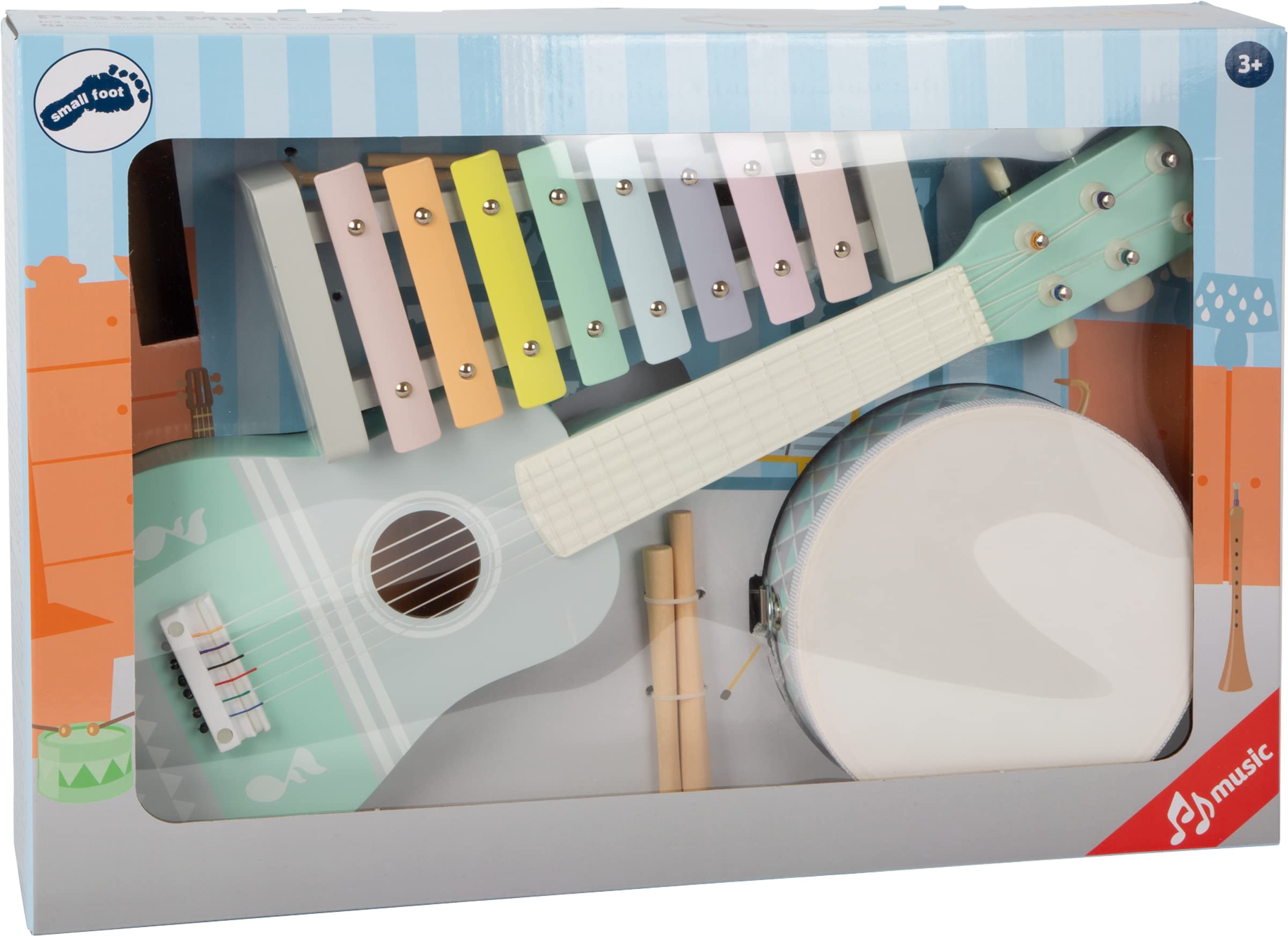 smallfoot Pastello set strumenti musicali 3 pezzi legno
