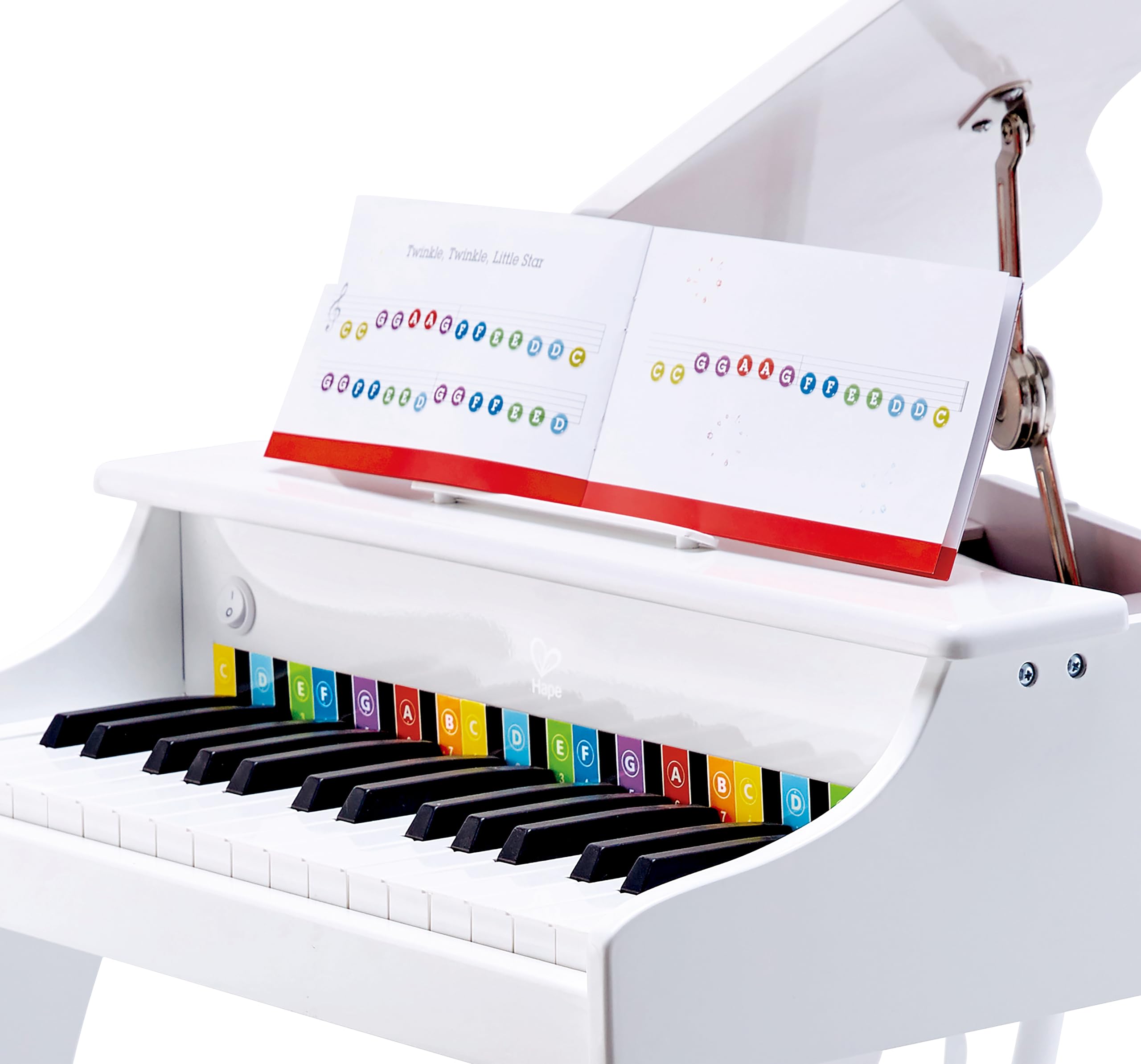Hape Deluxe Pianoforte Bianco 30 Tasti con Sgabello 3 Anni