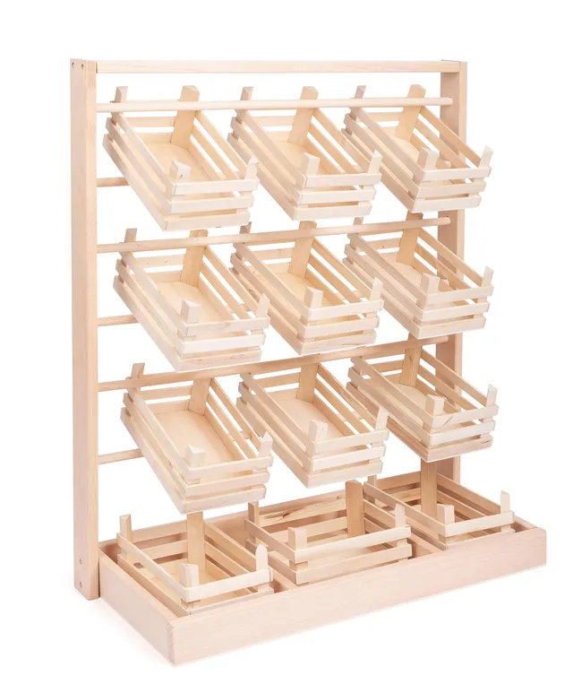 smallfoot bancone negozio giocattolo 12 cassette legno