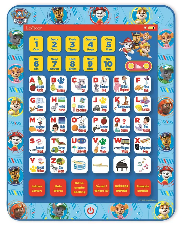 Lexibook Paw Patrol tablet educativo bilingue blu touch