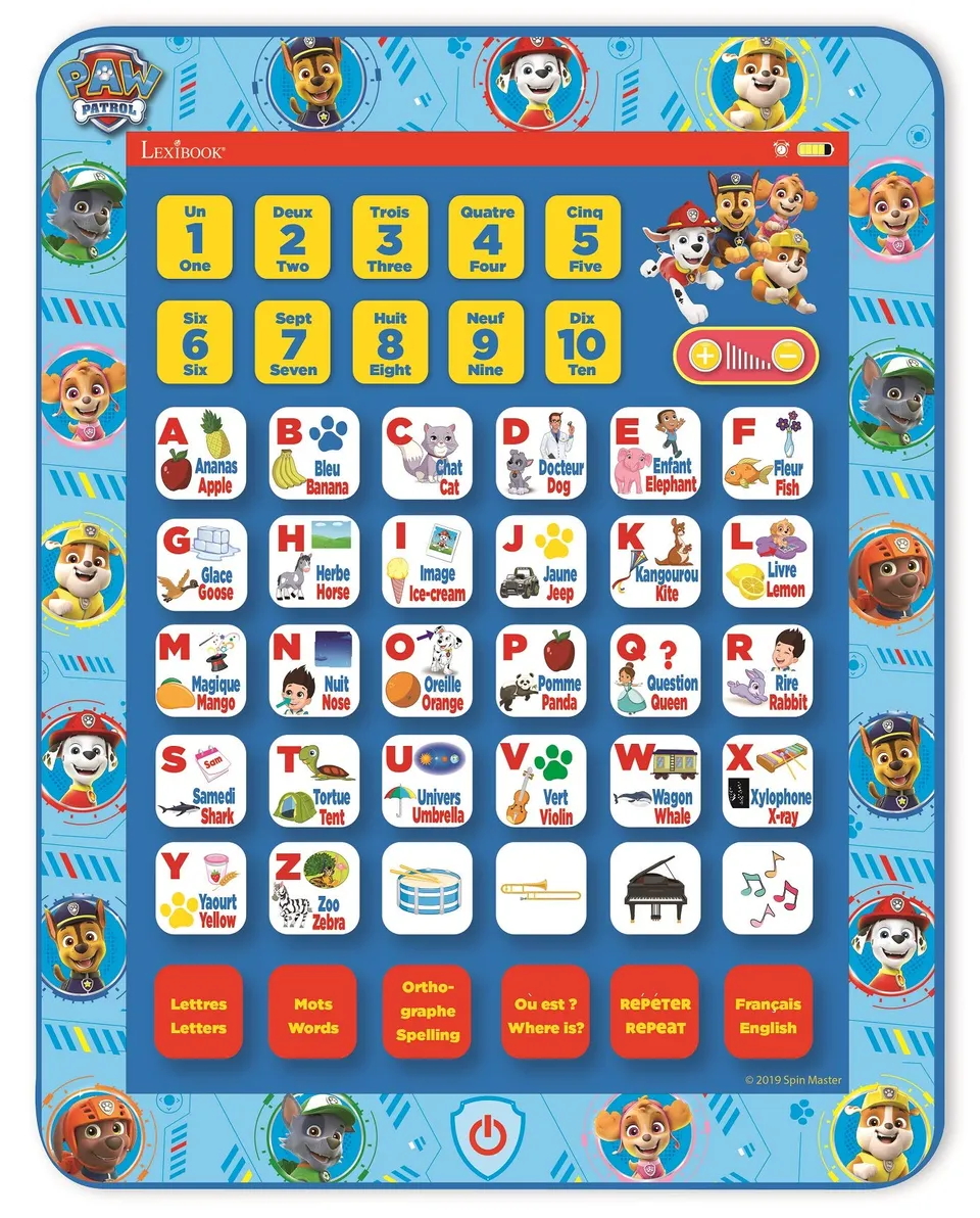 Lexibook Paw Patrol tablet educativo bilingue blu touch