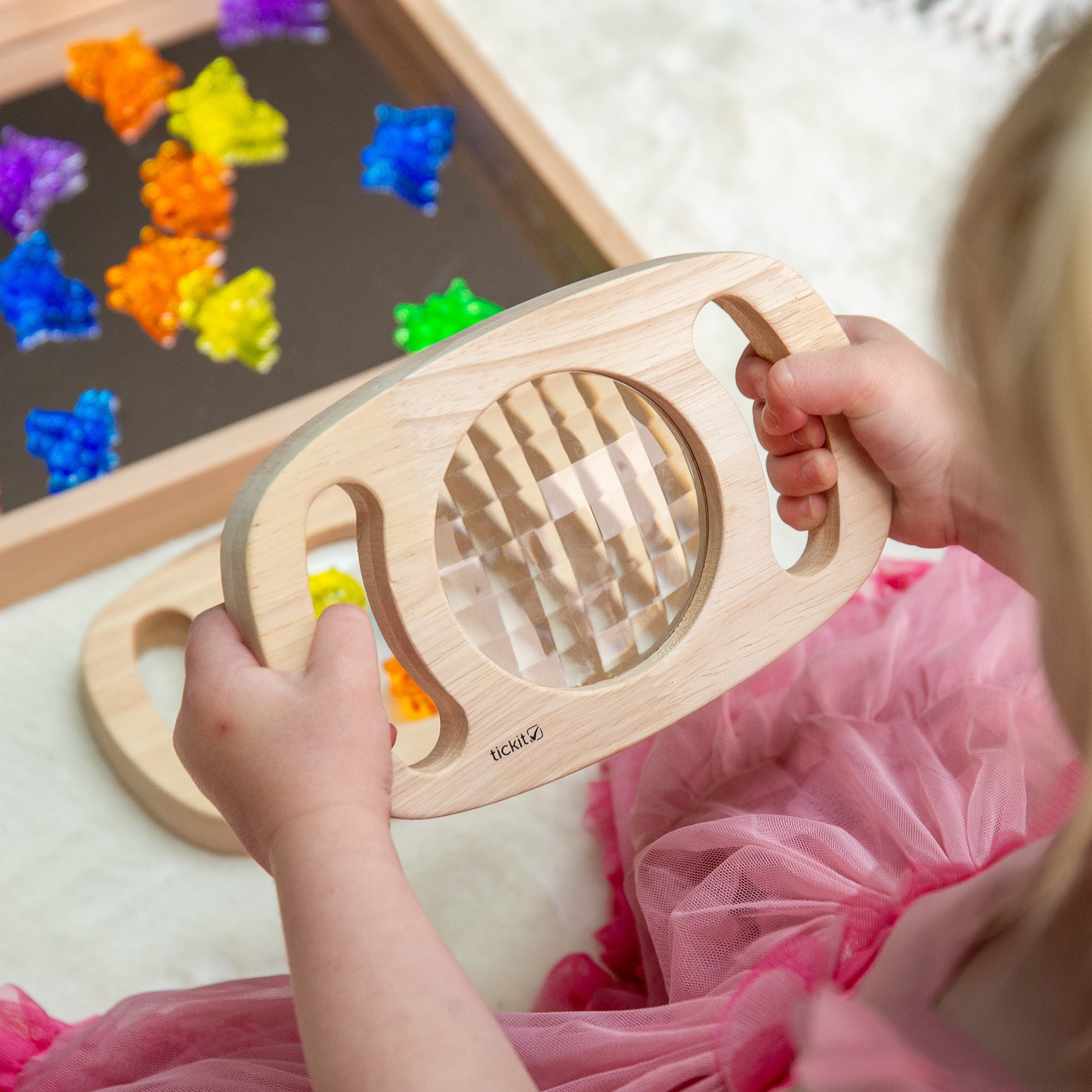 Tickit Easy Hold Kaleidoscope pannello legno sensoriale