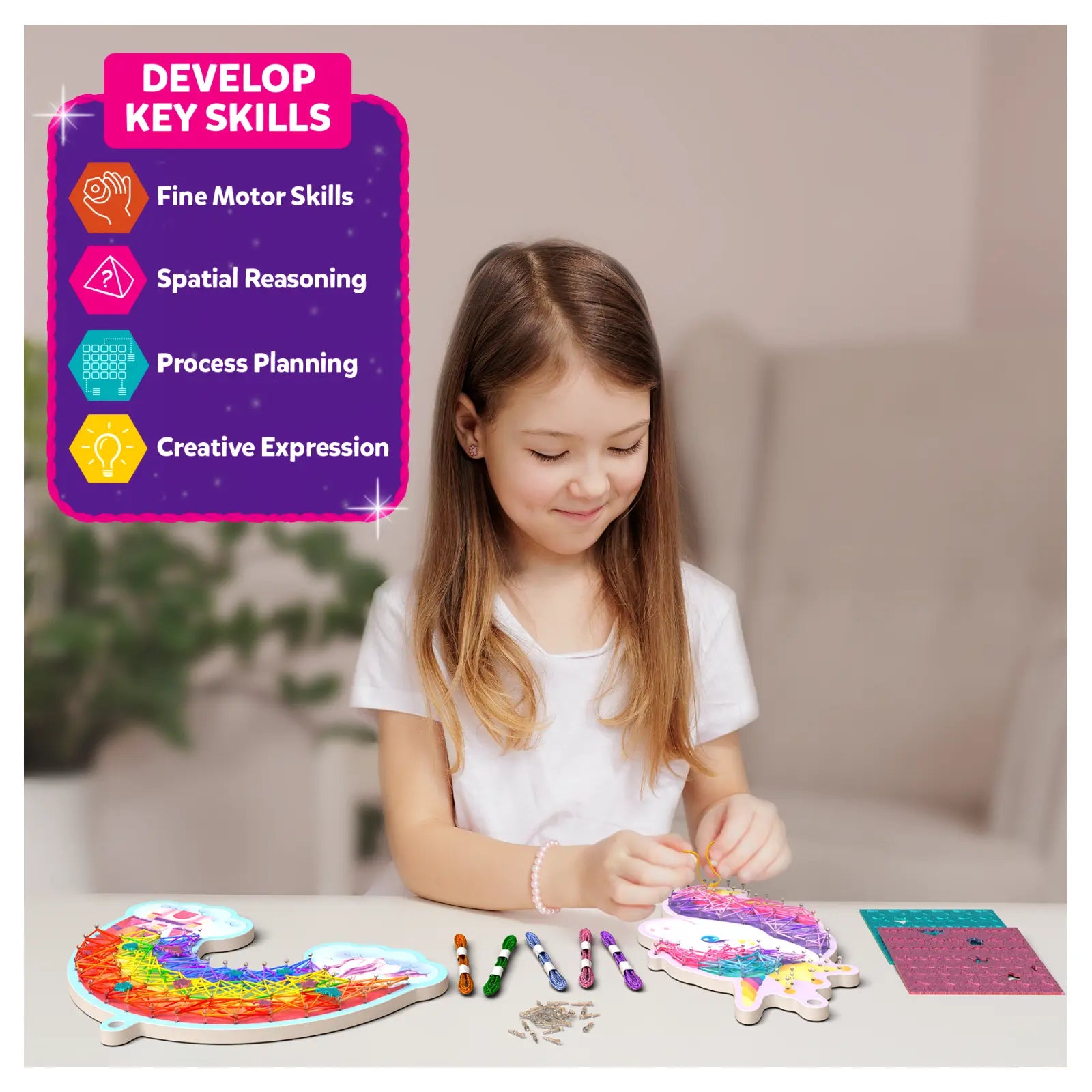 Skillmatics Super Strings Unicorn Magic string art 6-12 anni