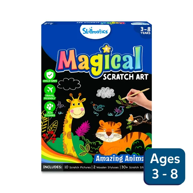 Skillmatics Magical Scratch Art Amazing Animals gratta e disegna 3-8