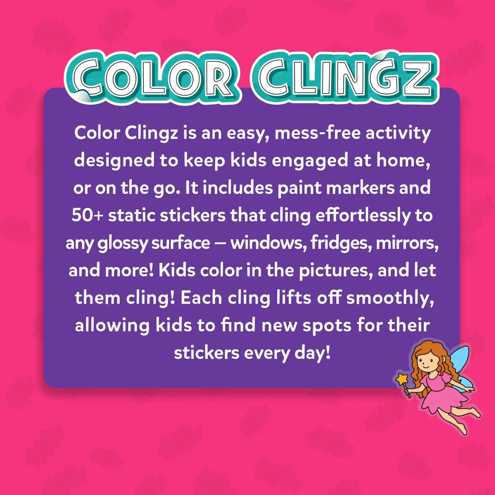 Skillmatics Color Clingz Unicorns & Princesses adesivi 50+ riutilizzabili
