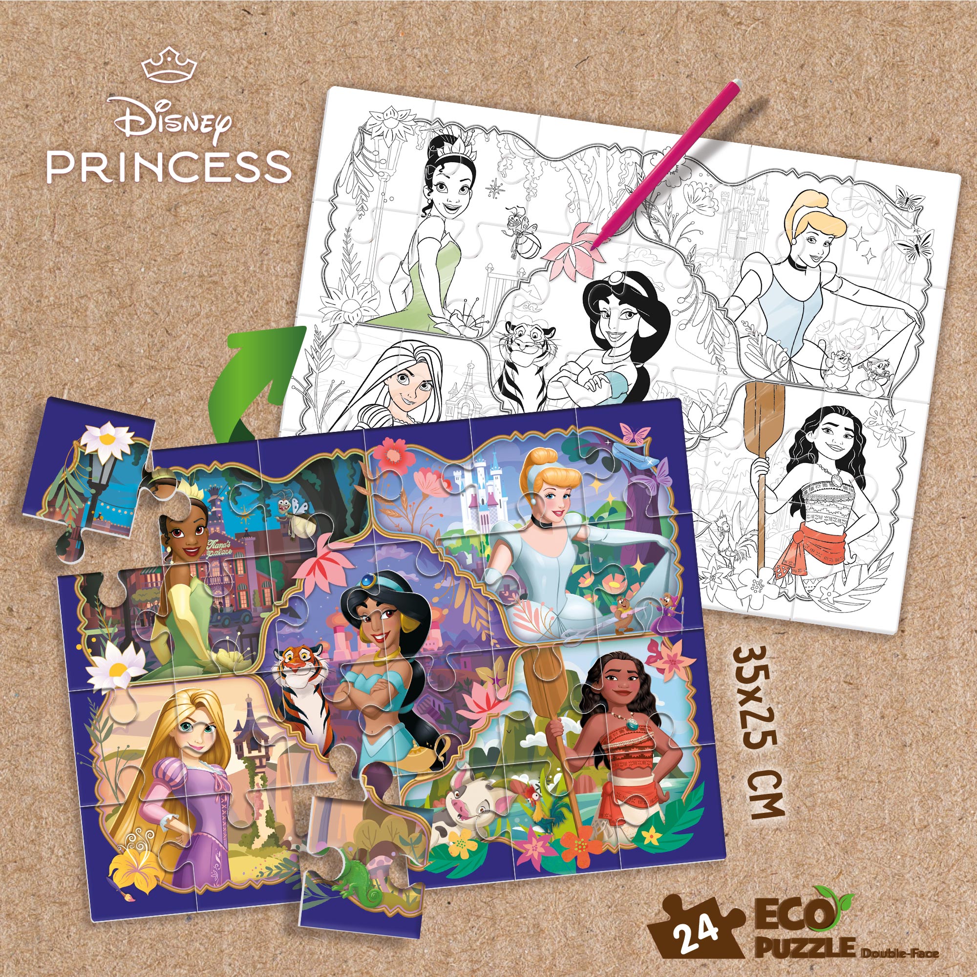 Lisciani Disney Eco Mini 24 Princess puzzle da colorare 24 pezzi