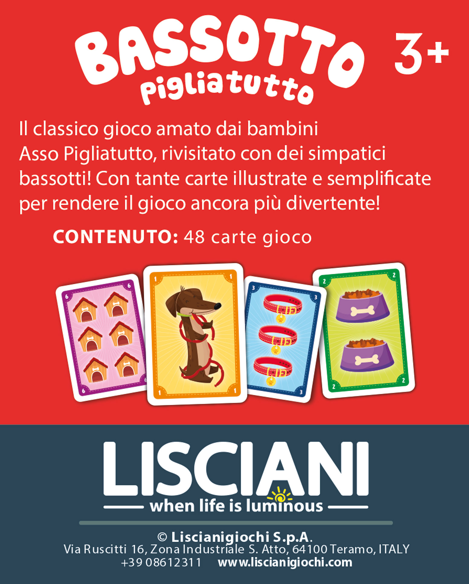 Lisciani Ludoteca carte bambini Bassotto Pigliatutto asso
