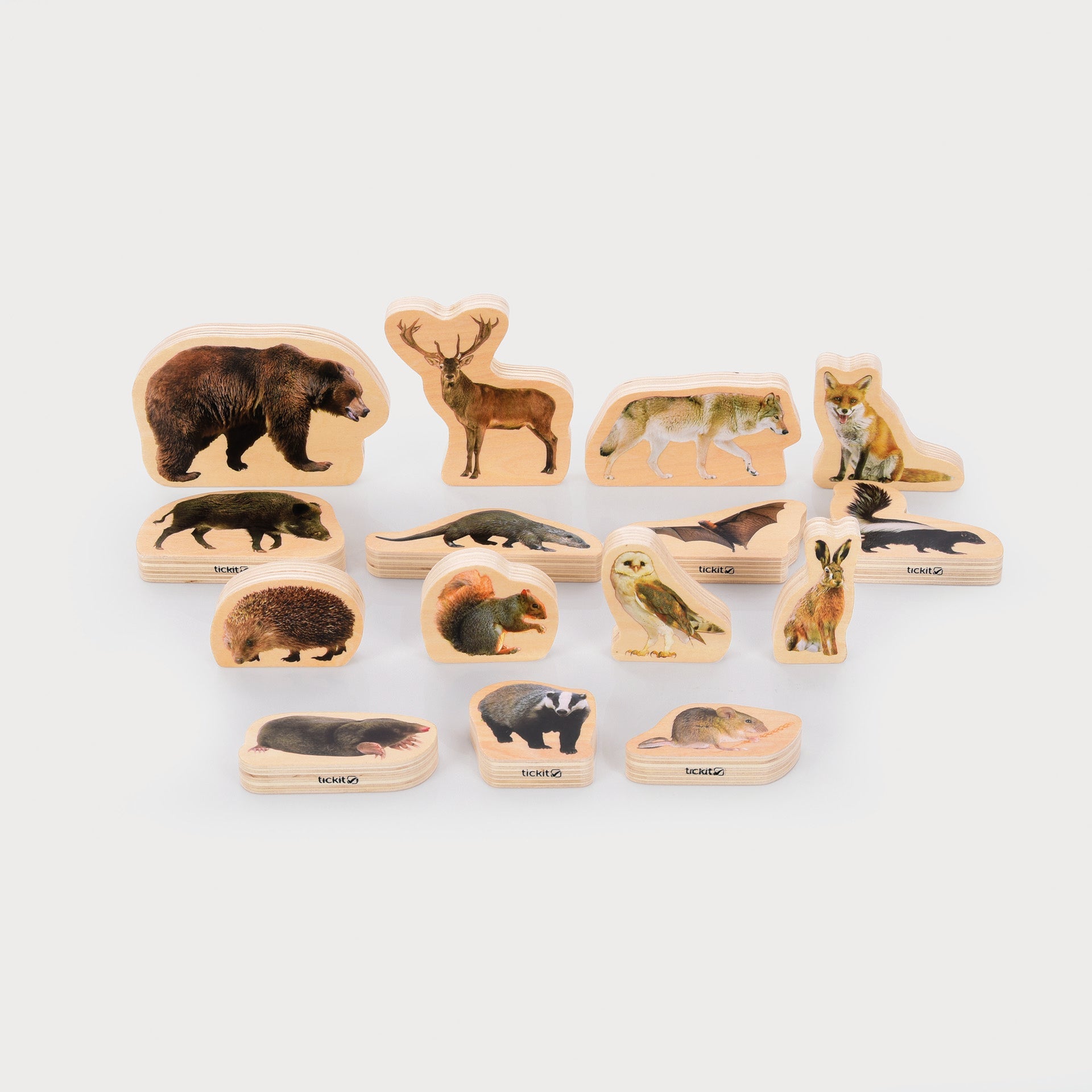 Tickit Wooden Forest Animal Blocks blocchi 15 pezzi foresta