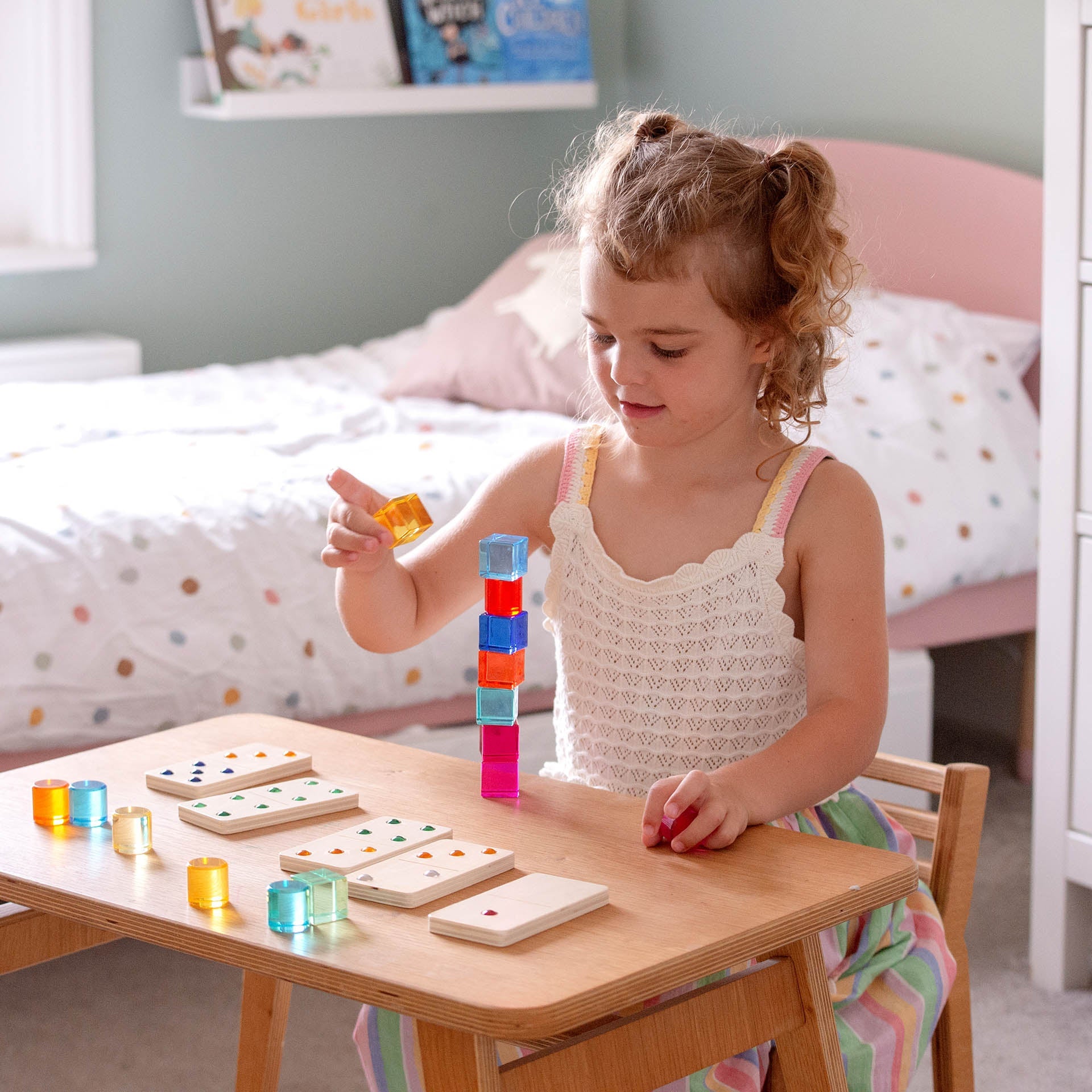Tickit domino legno gioiello 28 pezzi gemme colorate
