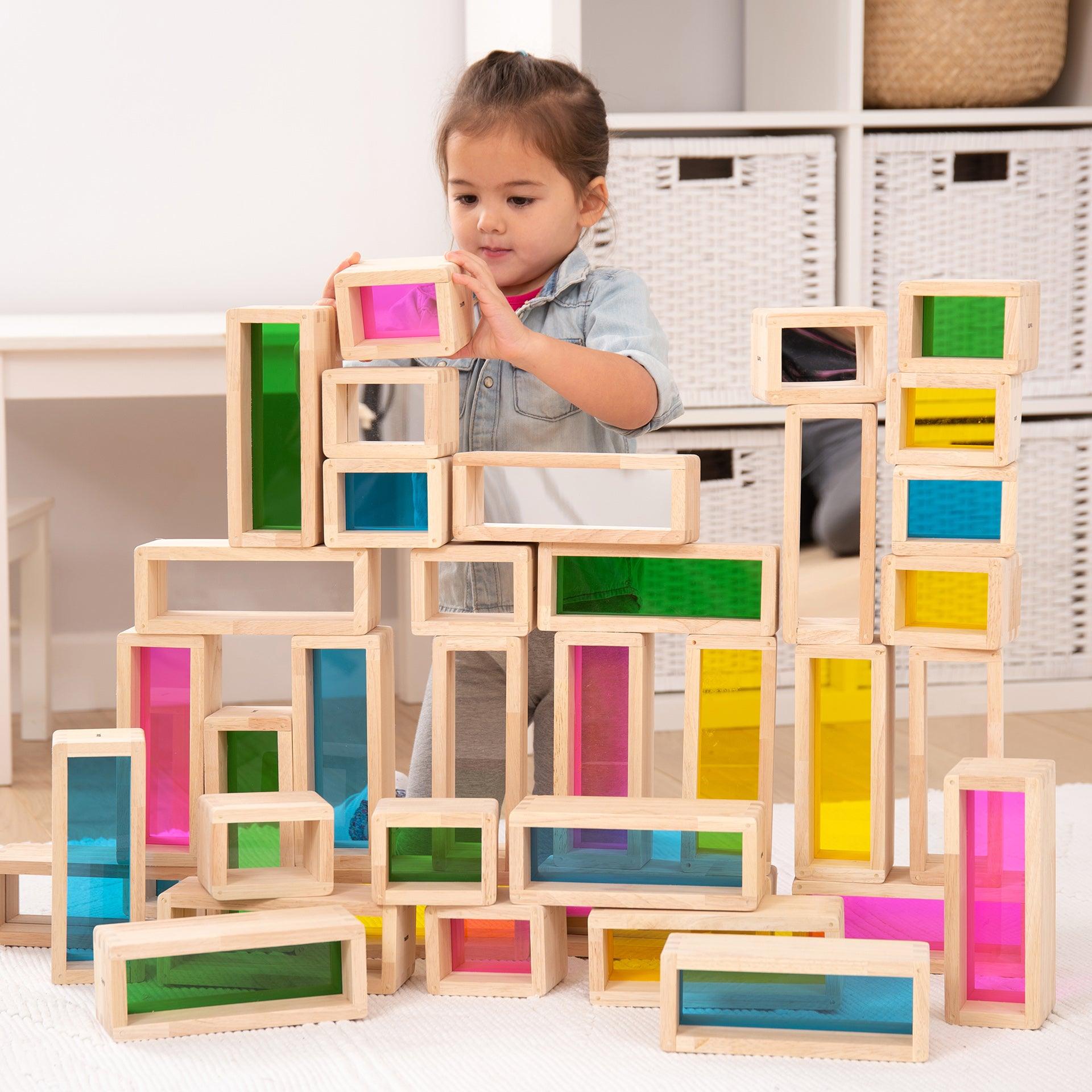 Tickit Rainbow Bricks mattoncini legno 36 pezzi sensoriali