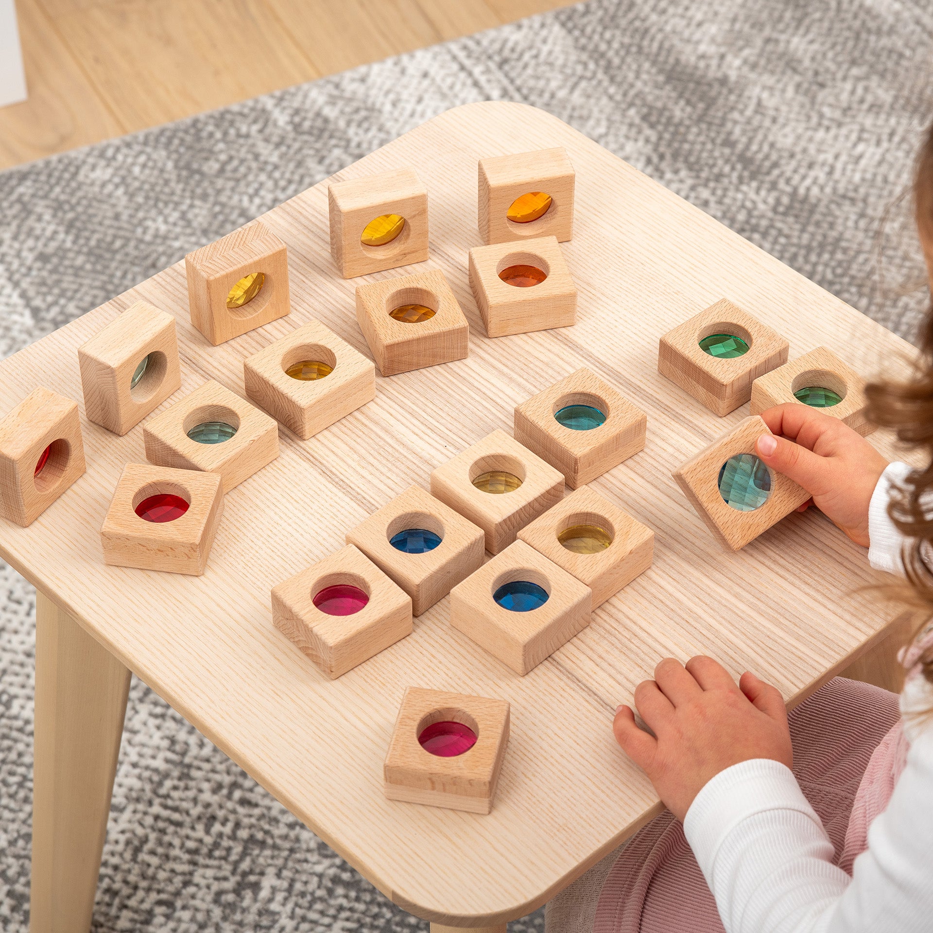 Tickit Wooden Kaleidoscope Blocks cubetti legno 20 pezzi sensoriali