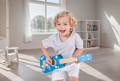 Hape E0604 ukulele giocattolo in legno blu