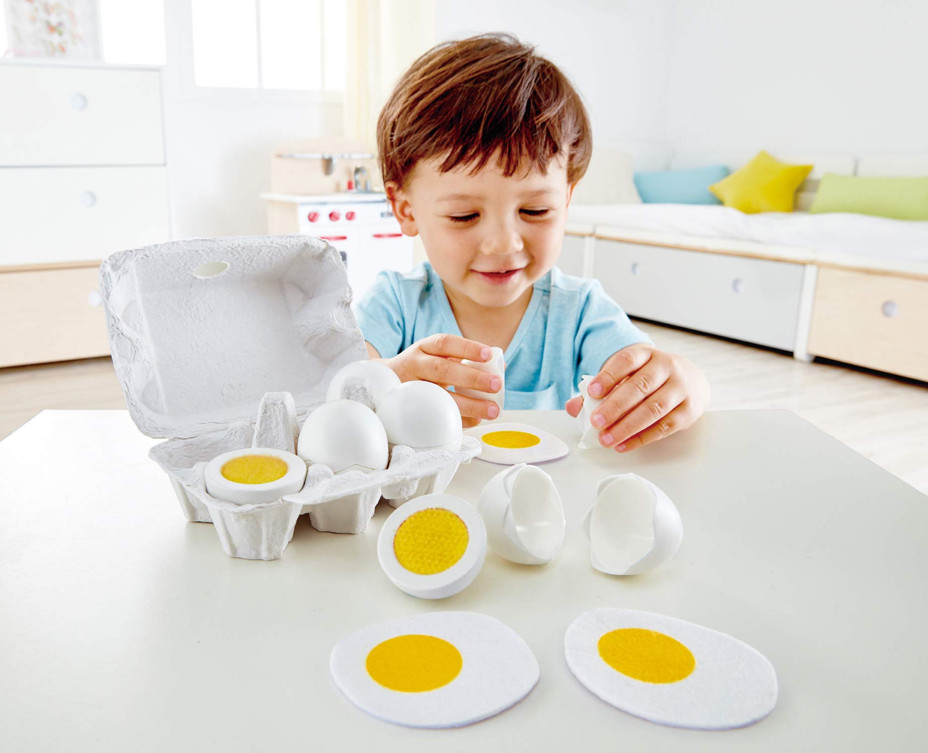 Hape Cartone Uova cucina legno 6 uova sode fritte 3 anni