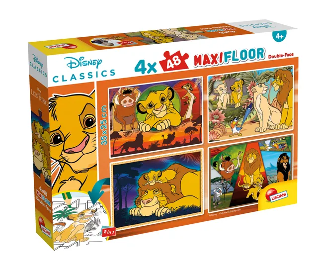 Lisciani Disney Maxifloor 4x48 puzzle Re Leone double-face