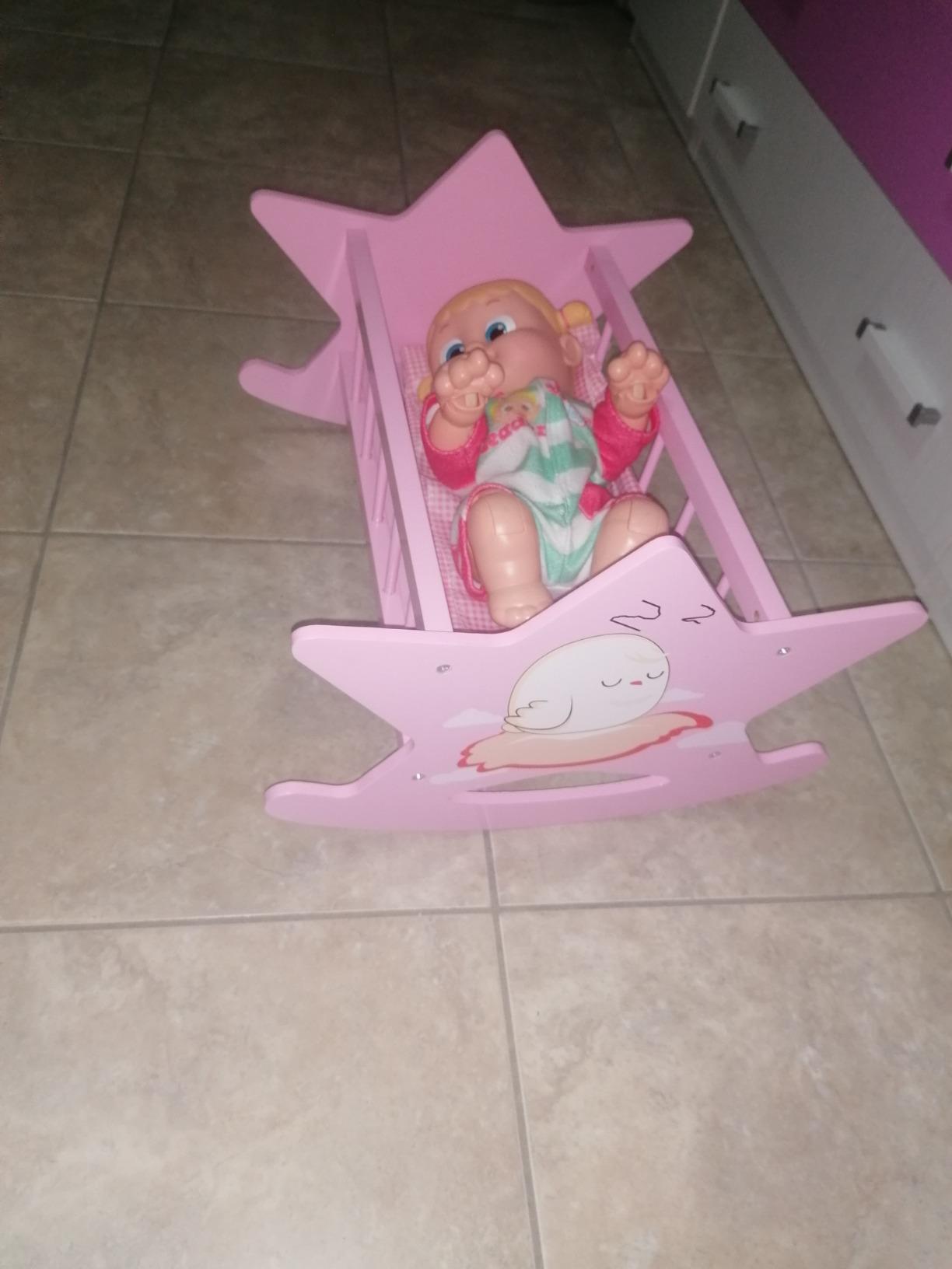 smallfoot Stella culla bambole legno rosa luna e stelle