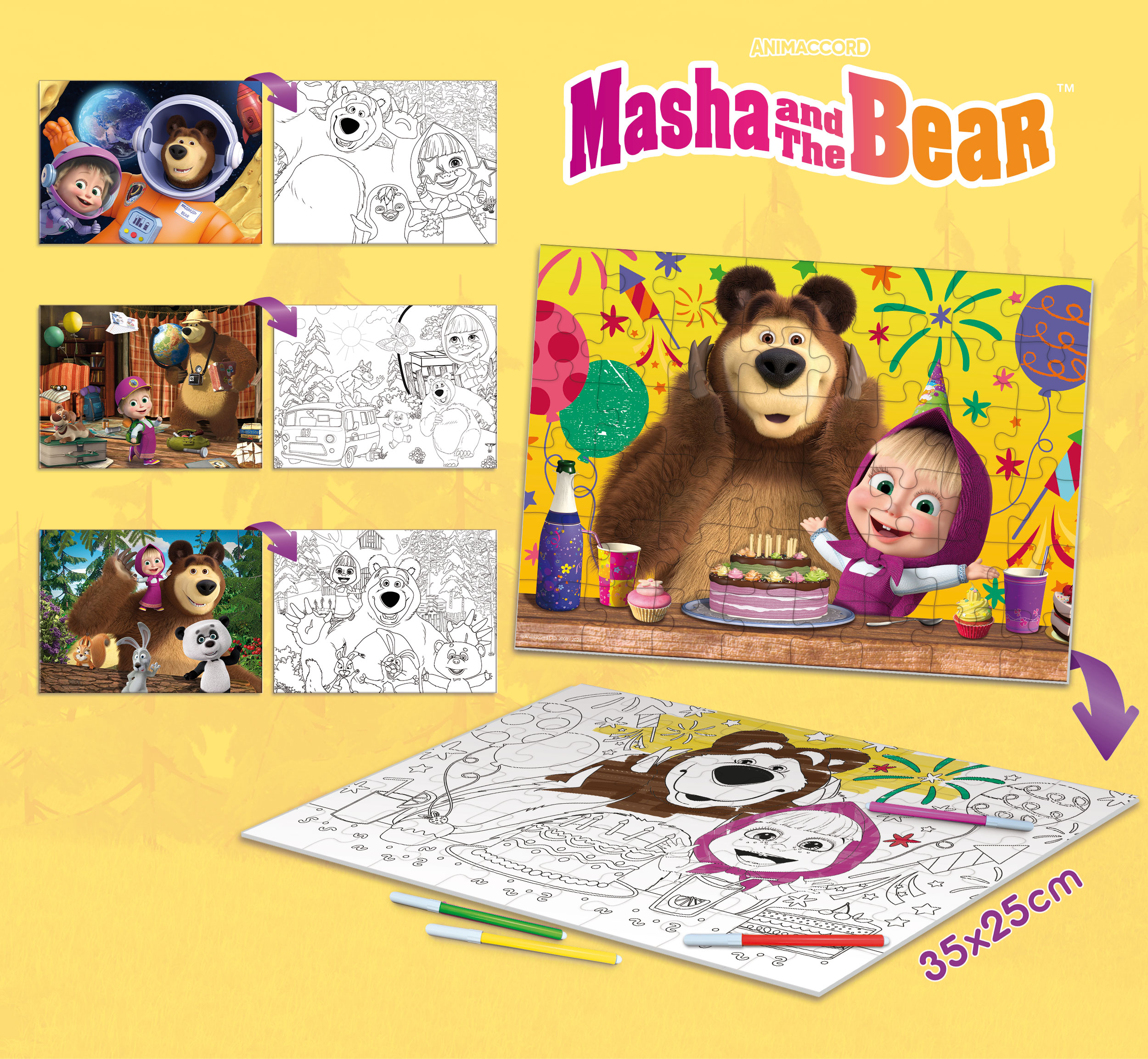Lisciani Masha Puzzle Maxifloor 4x48 bambini da colorare