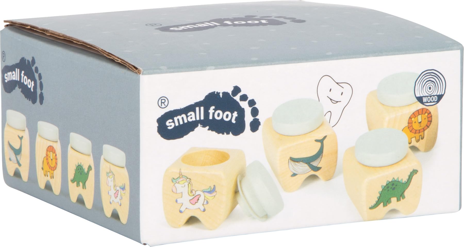 smallfoot 12727 portadenti legno silicone 4 soggetti