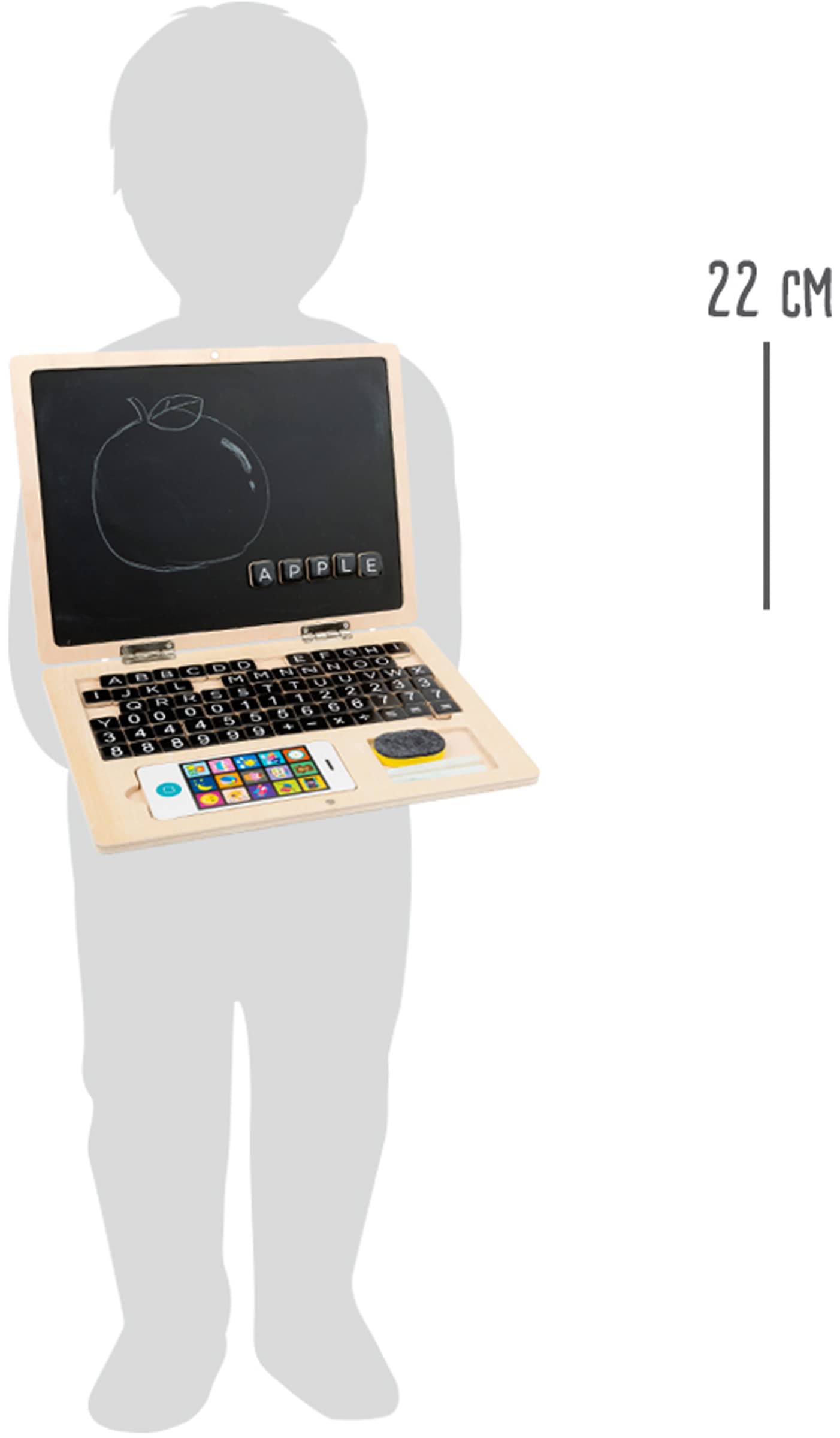 Small Foot 11193 Laptop Legno Bambini con Lavagna Magnetica