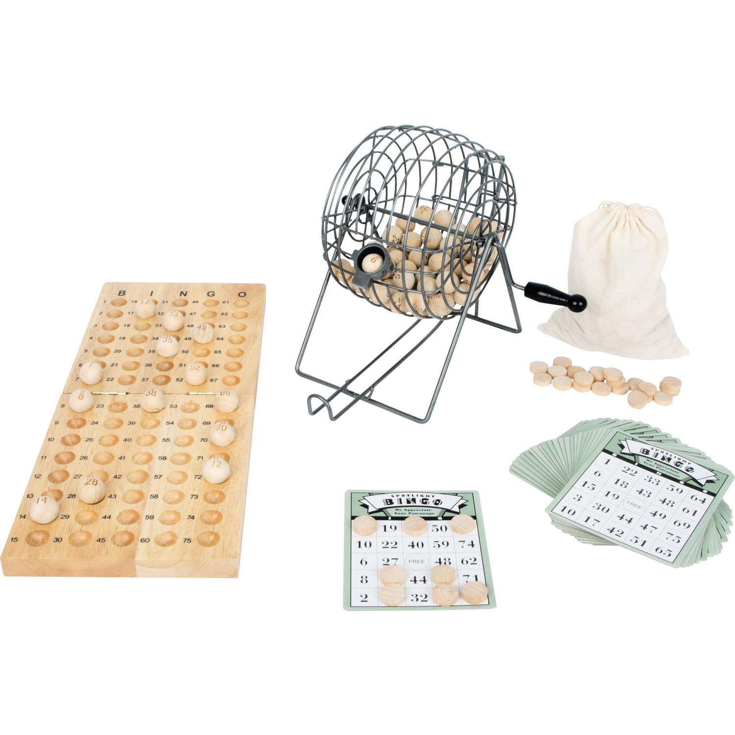 small foot Gioco di Bingo legno tamburo metallo 24 carte