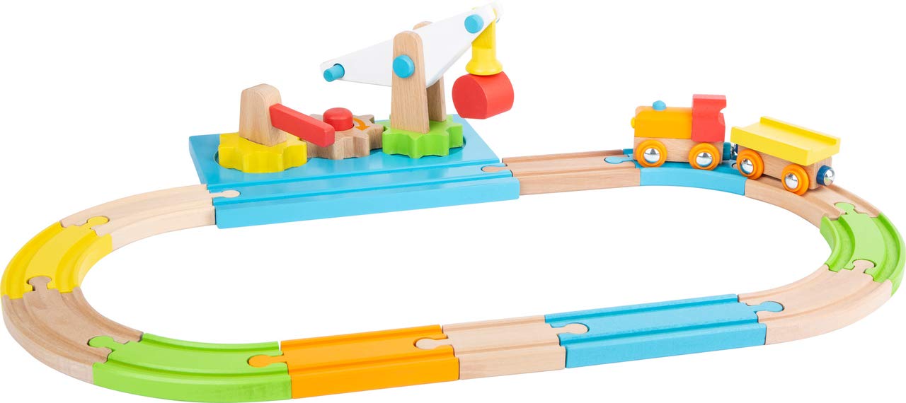 smallfoot 11494 treno in legno con gru 16 pezzi