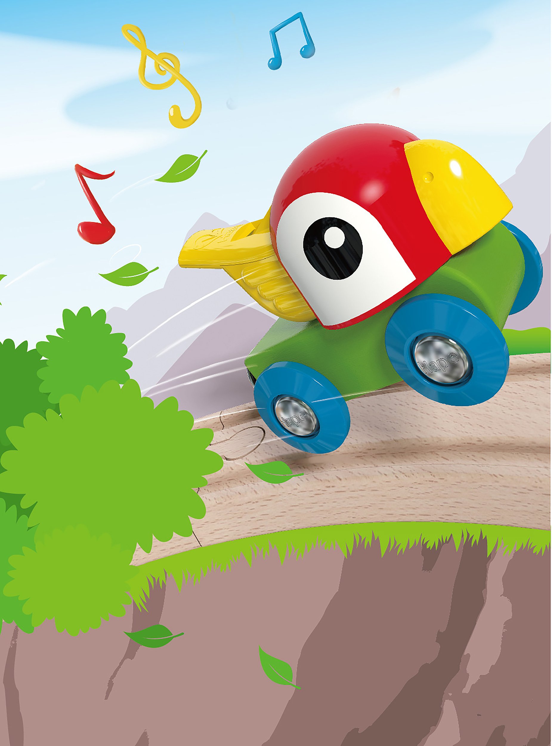 Hape Pappagallo Locomotiva Fischietto Treno in Legno Colorato