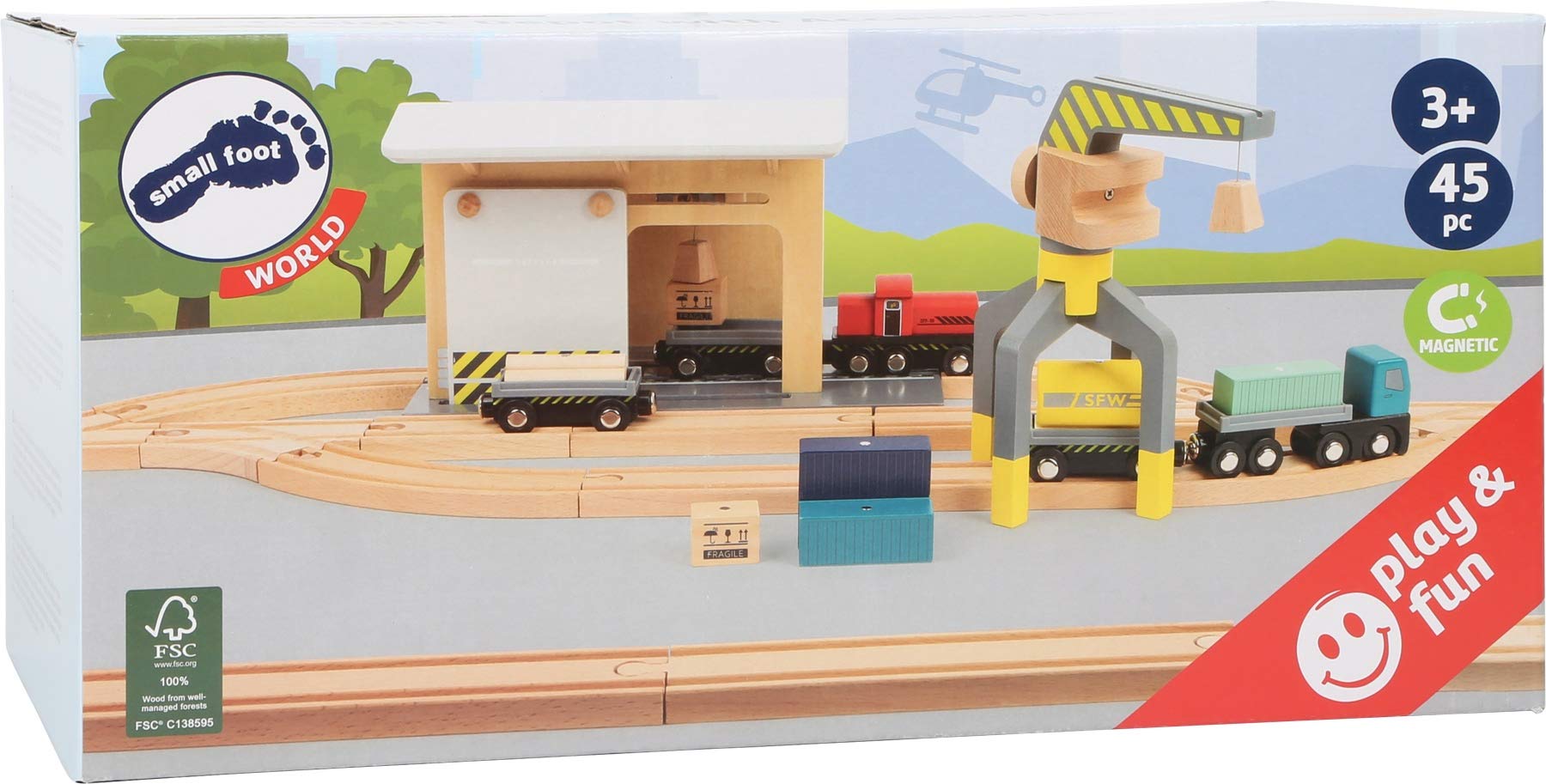 smallfoot 11377 Scalo Merci Trenino Legno con Gru