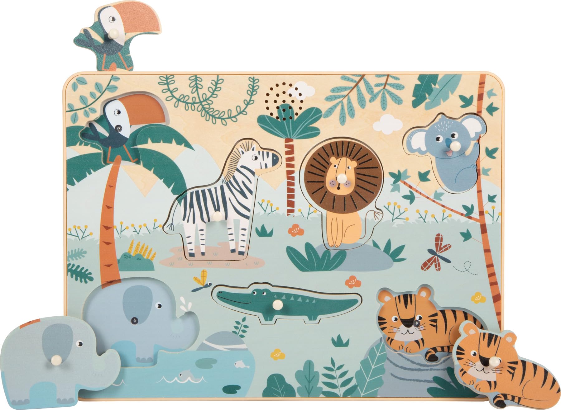 smallfoot Safari puzzle sonoro versi animali in legno 7 pezzi