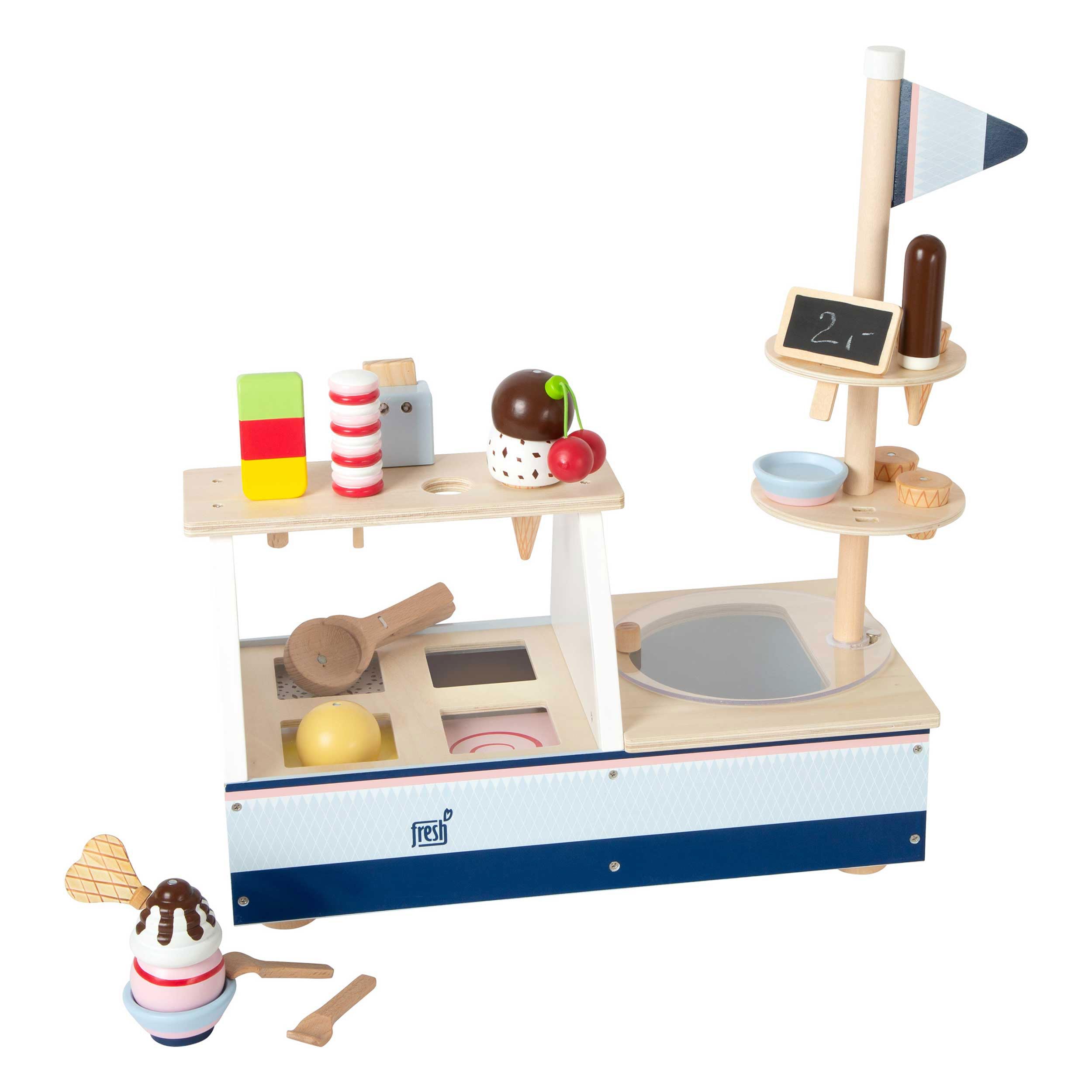 smallfoot Fresh bancone gelato legno blu rosa con accessori