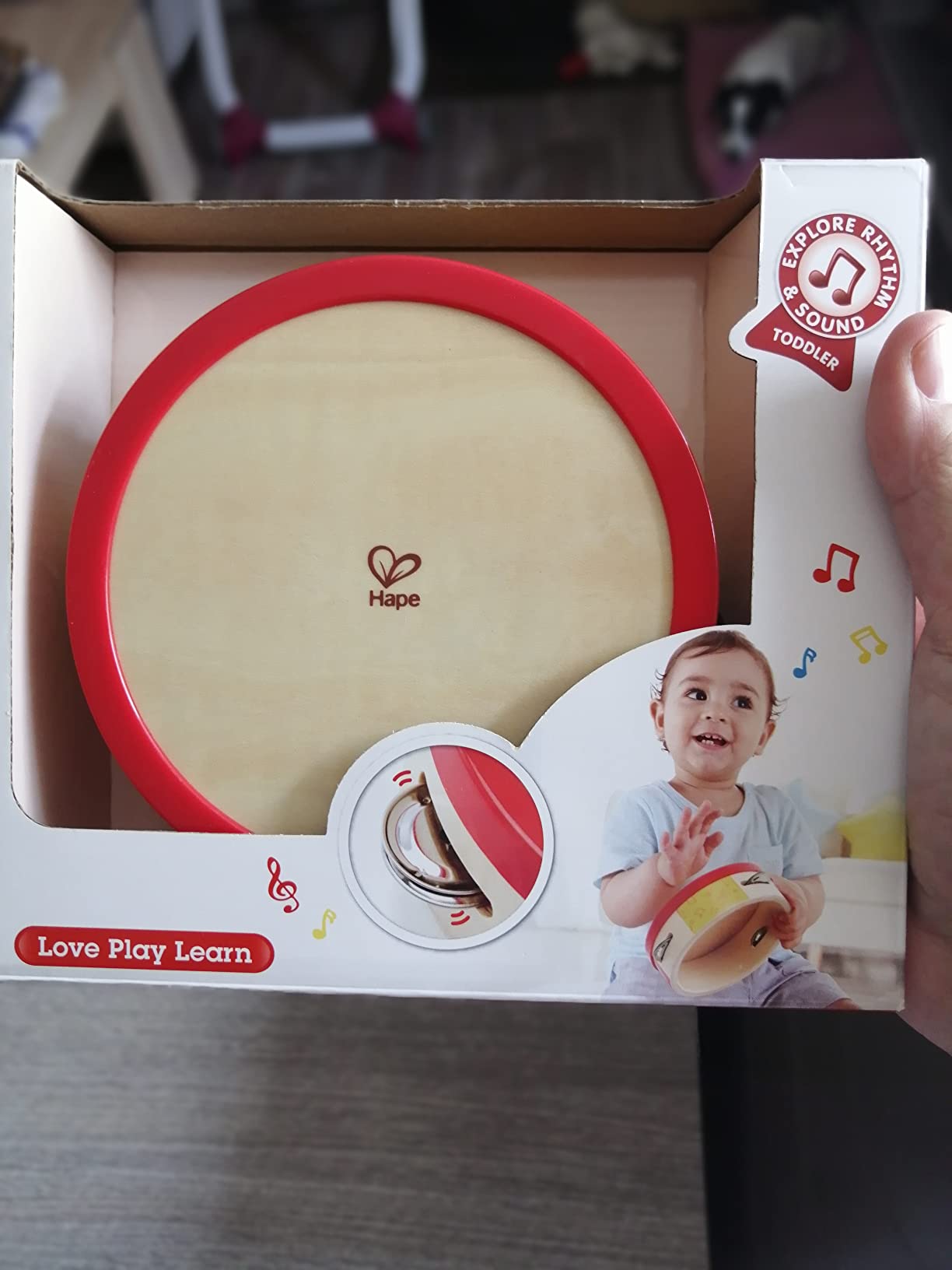 Hape Tamburello 2 in 1 Strumento Musicale Legno 12 Mesi