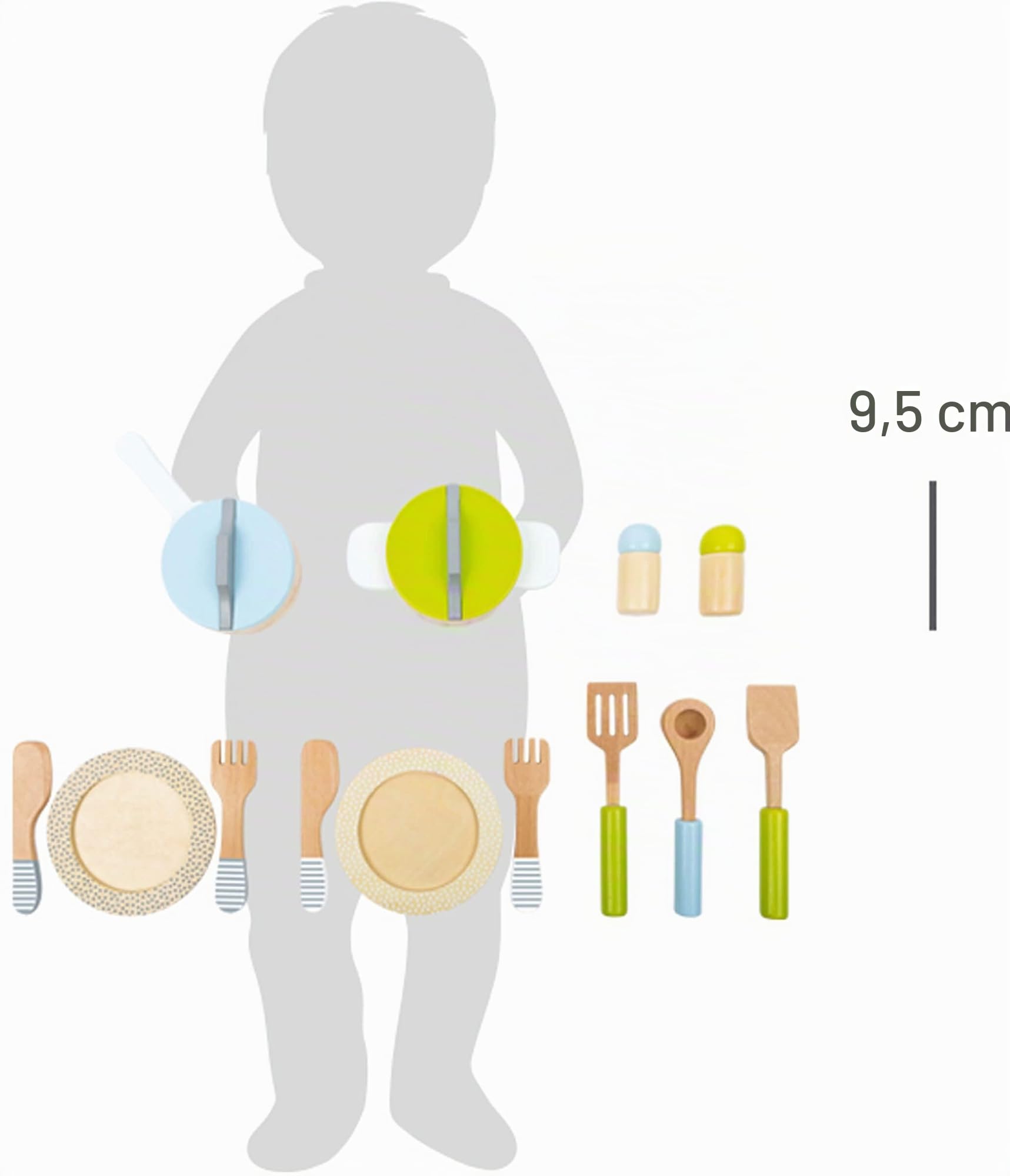 Small Foot 11098 Set Pentole Legno Bambini 15 Pezzi Cucina