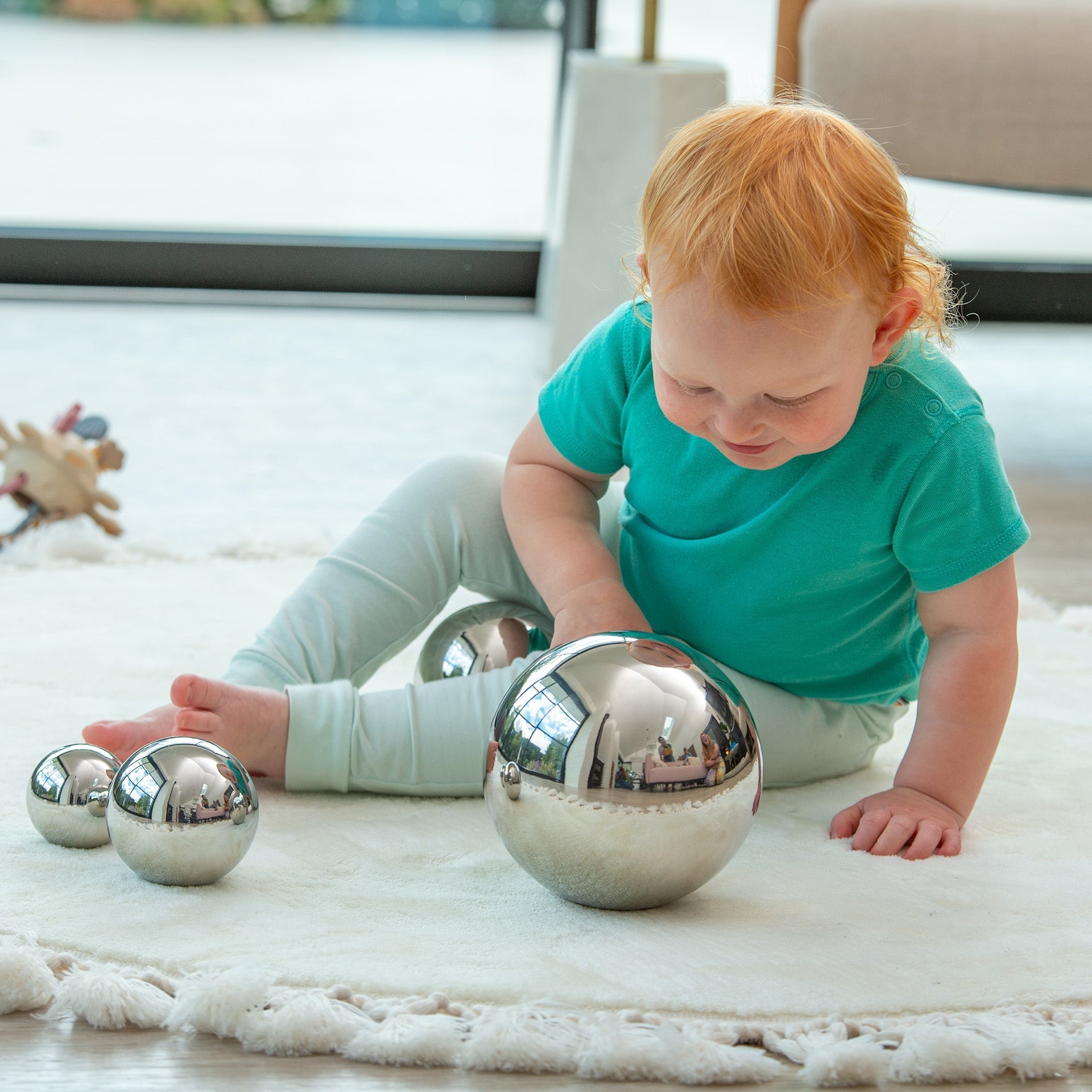 tickit Sensory Steel palline sensoriali acciaio 4 pezzi specchio