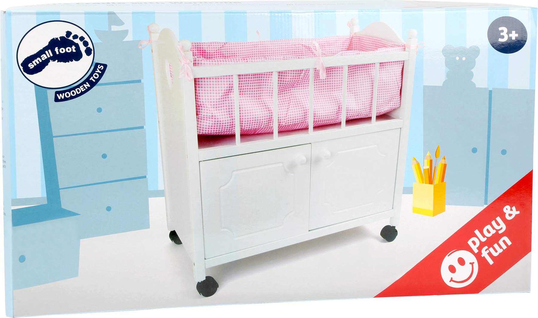 smallfoot 2875 letto bambole con armadio in legno