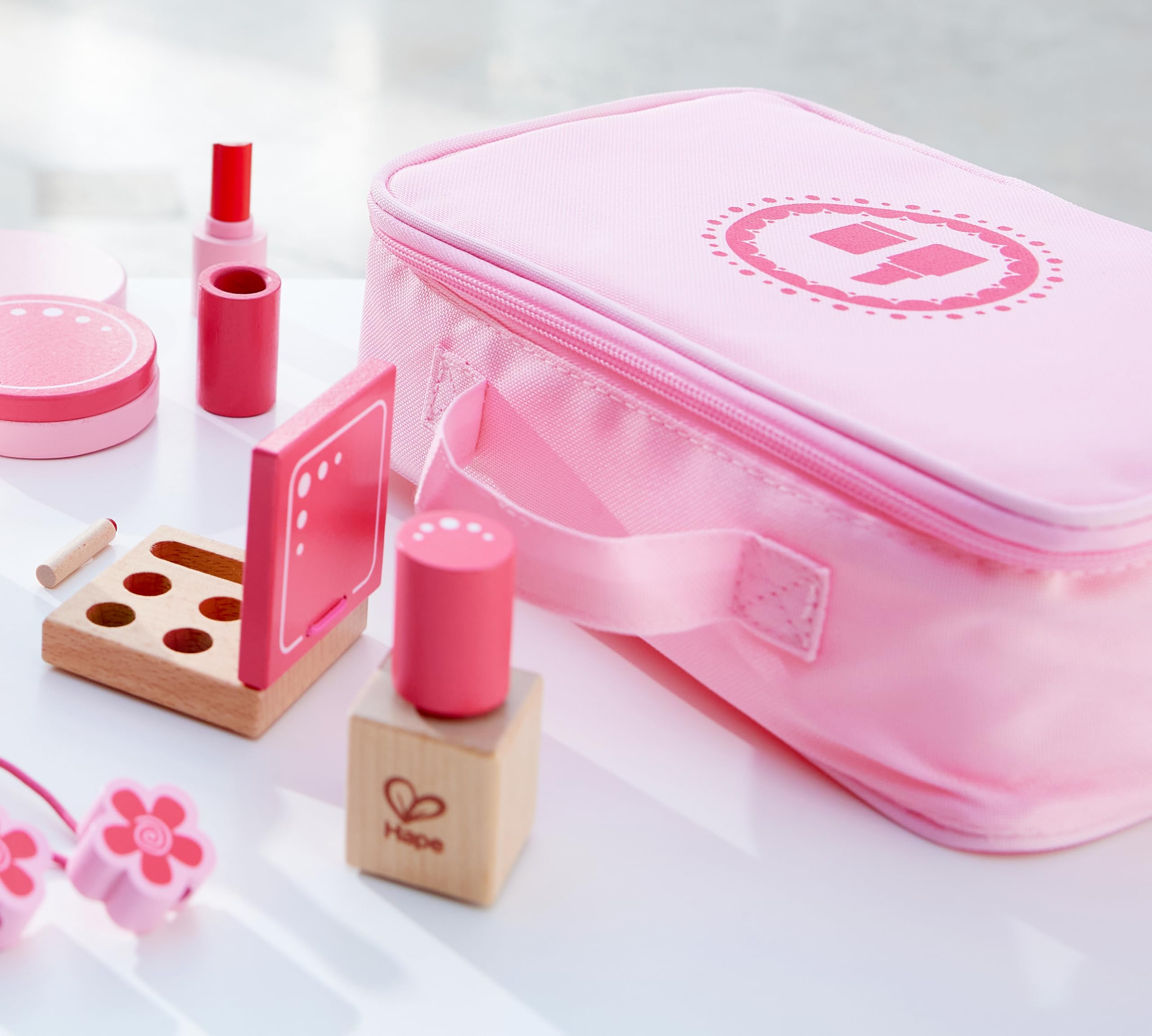 Hape Set di Bellezza trucchi giocattolo legno 11 pezzi rosa