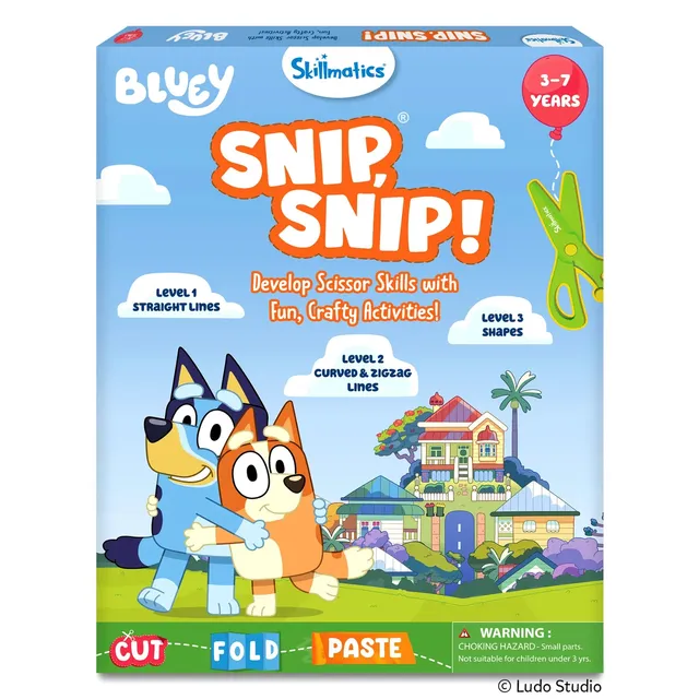 Skillmatics Snip Snip Bluey kit ritaglio 25 attività 3-7 anni