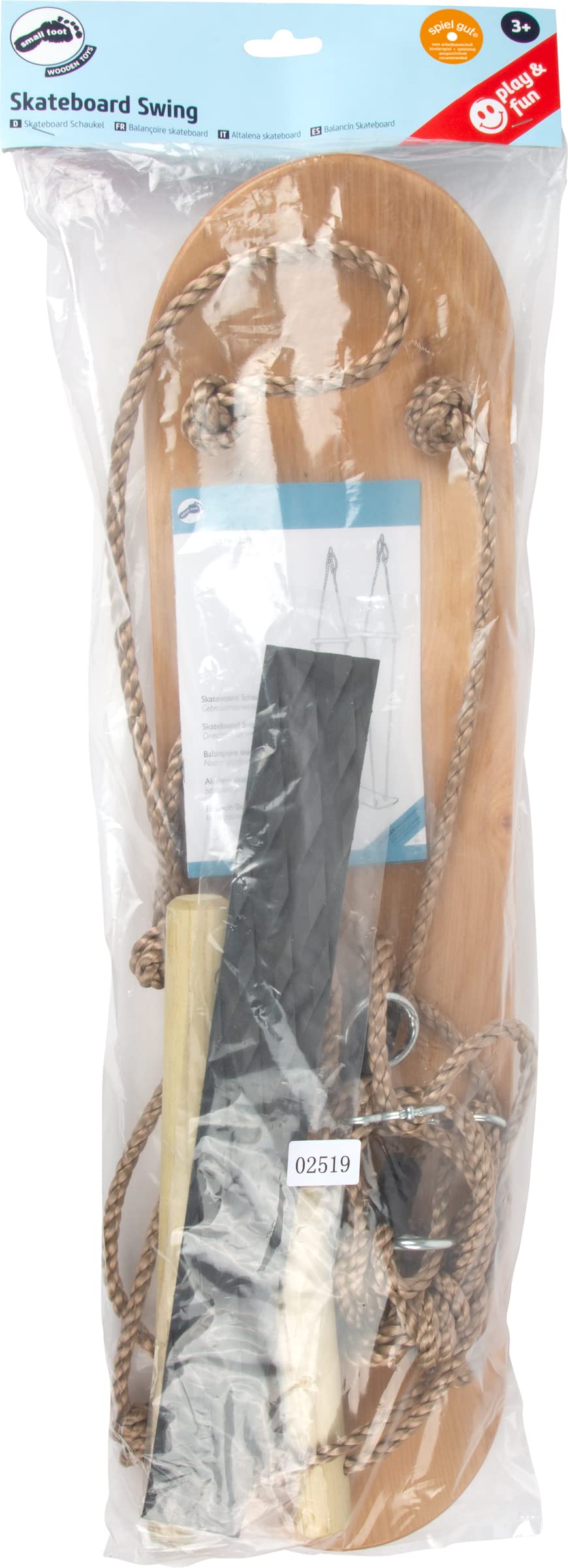 smallfoot 12091 altalena skateboard legno con maniglie seduti
