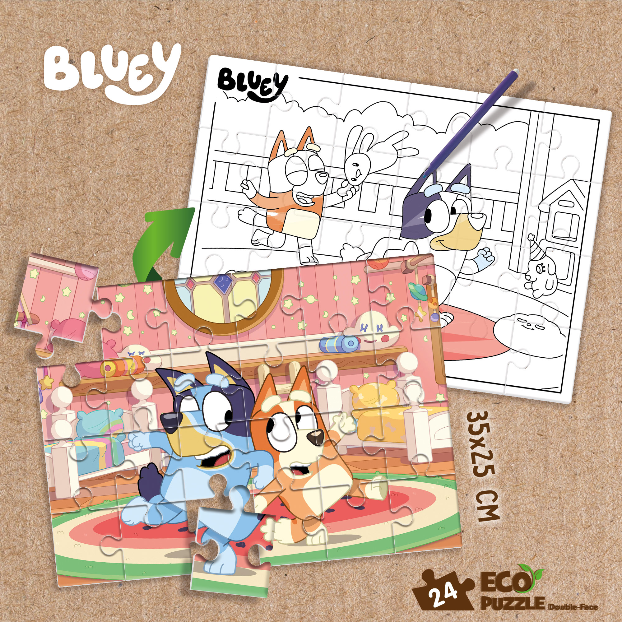 Lisciani Bluey Eco-Puzzle Mini DF 24 puzzle 24 pezzi da colorare
